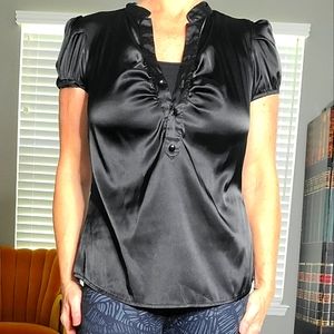 Womens Candie's 🍬 Black Short Sleeve Career Blouse